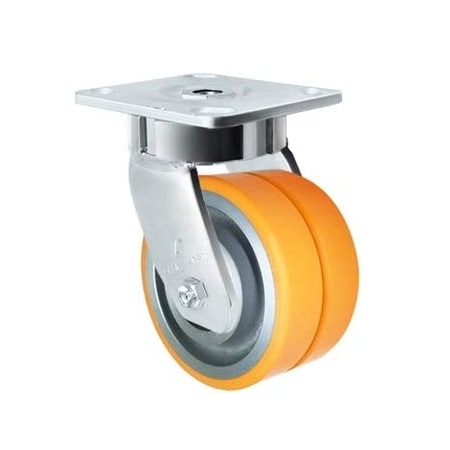 Casterhq 4"x2" Dual Wheel Swivel Caster, Polyurethane on Aluminum, Maintena C47CS420DUA63MDW-03